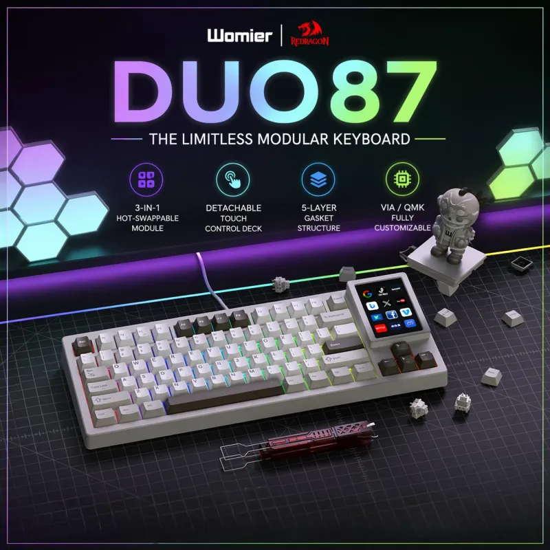 Womier DUO 87 annunciata: display touch e anima “thock”